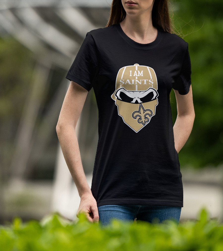 I Am New Orleans Saints Skull Fleur-De-Lis T-Shirt
