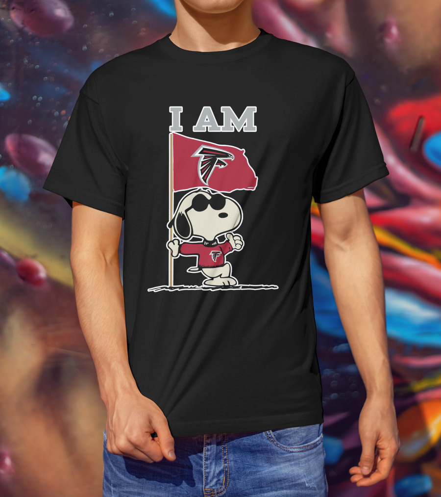 I Am Atlanta Falcons Snoopy Flag T-Shirt