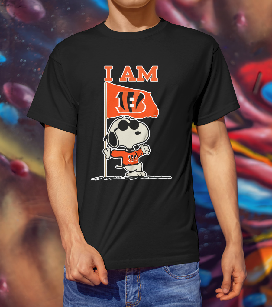 I Am Cincinnati Bengals Snoopy Flag T-Shirt
