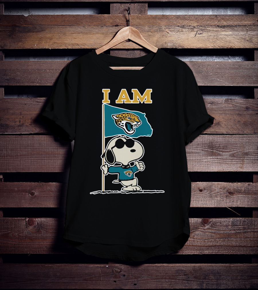 I Am Jacksonville Jaguars Snoopy Flag T-Shirt