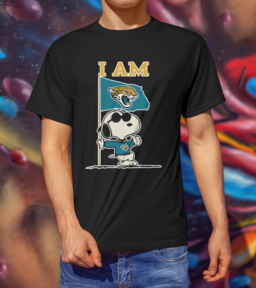 I Am Jacksonville Jaguars Snoopy Flag T-Shirt