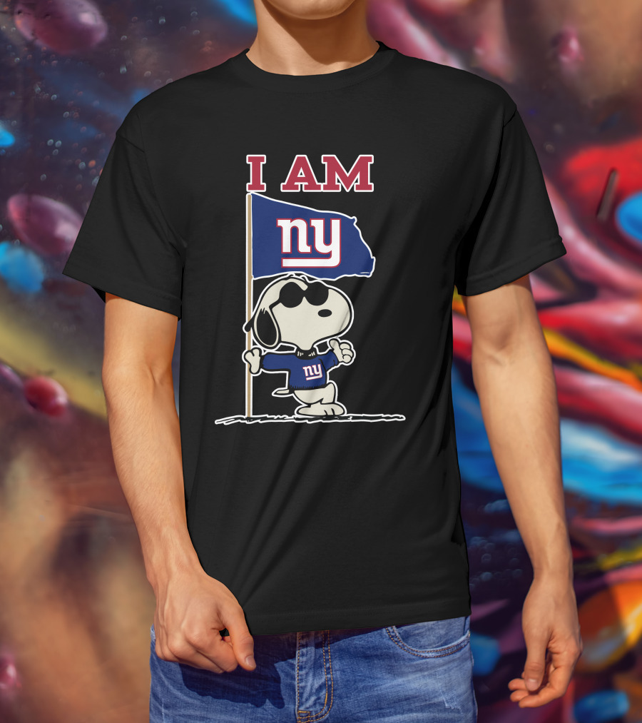 I Am New York Giants Snoopy Flag T-Shirt
