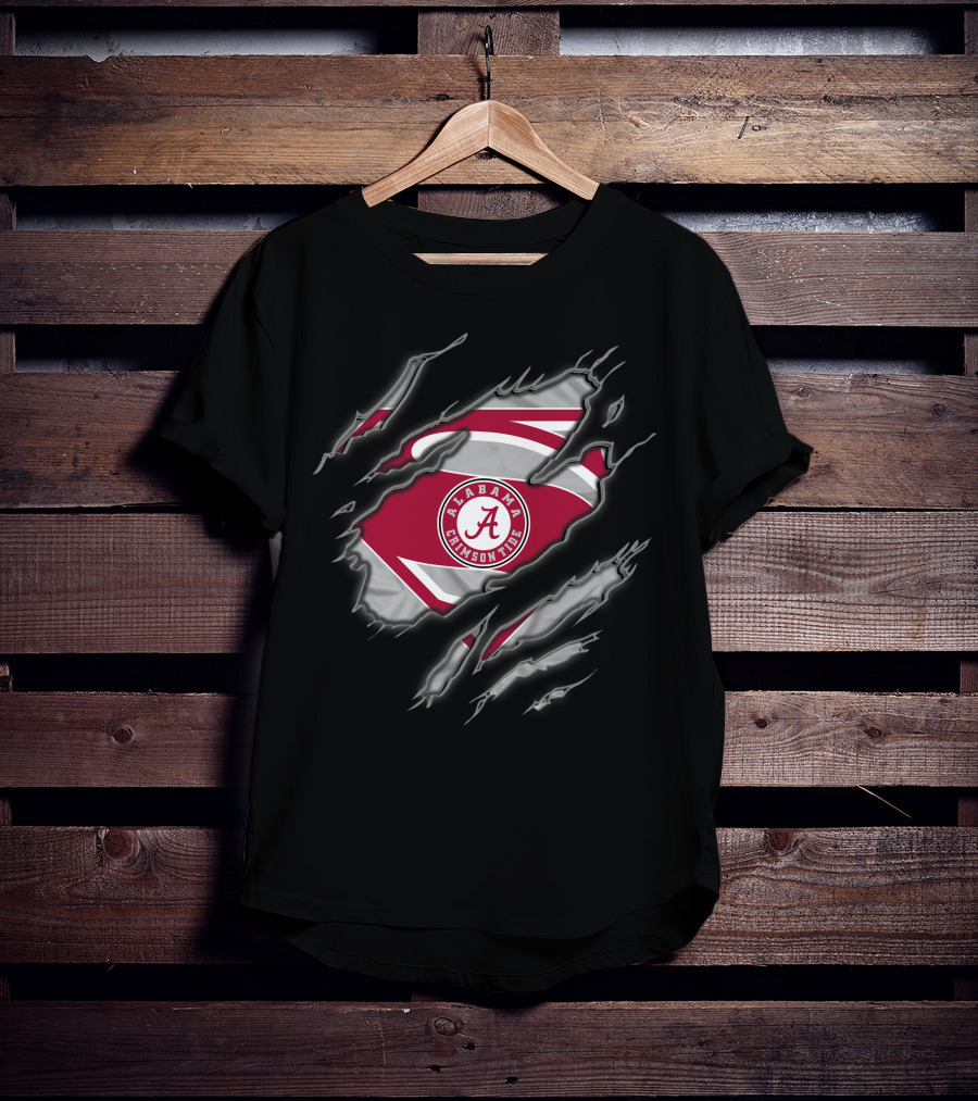 Alabama Crimson Tide Superman Logo Emblem With A Symbol And Red T-Shirt