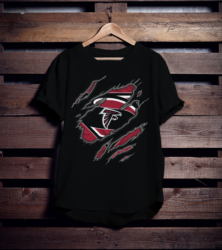 Atlanta Falcons Ripped Logo Superman Style T-Shirt