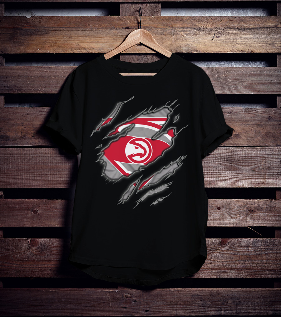 Atlanta Hawks Superman Logo Ripped Reveal T-Shirt
