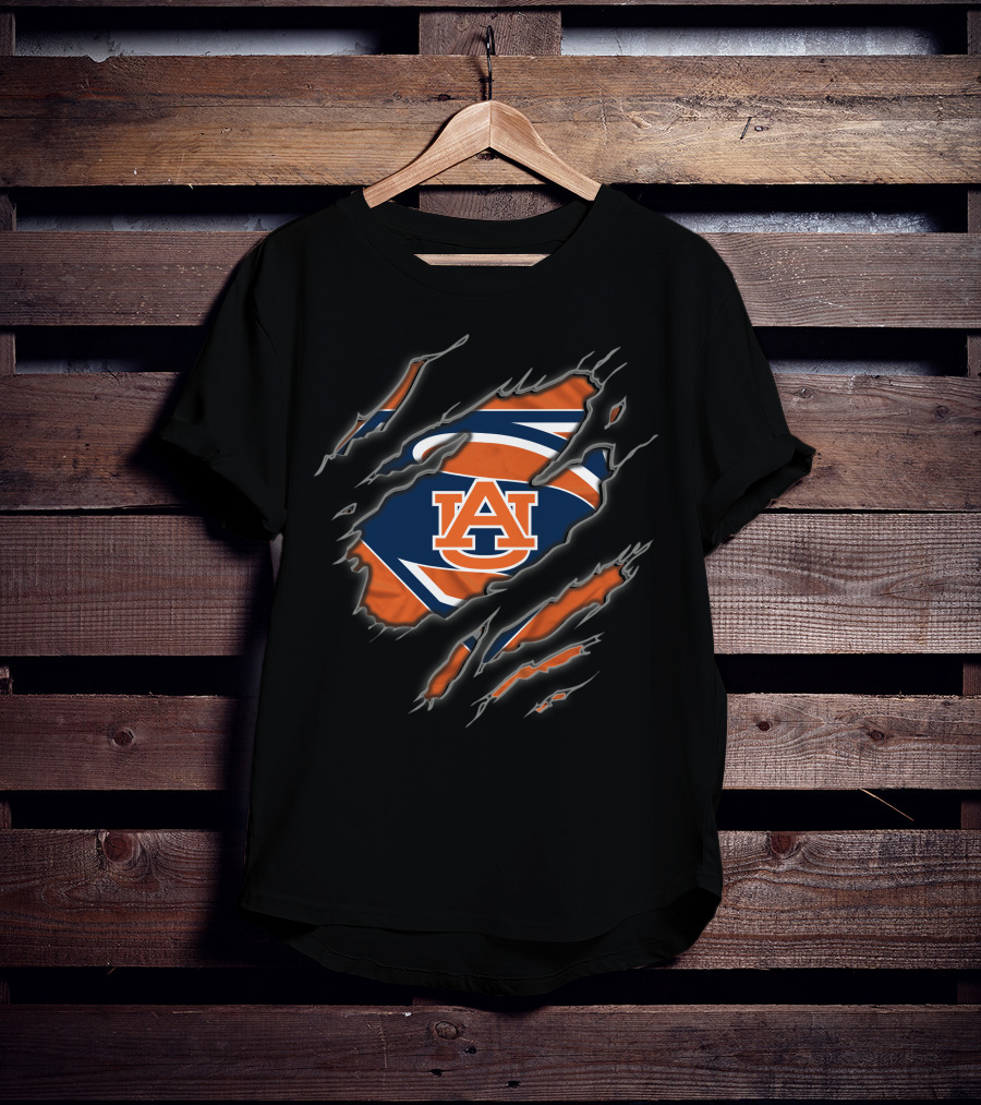 Auburn Tigers Superman Au Logo Ripped T-Shirt