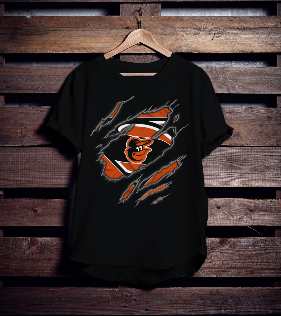 Baltimore Orioles Superman Logo Ripped T-Shirt