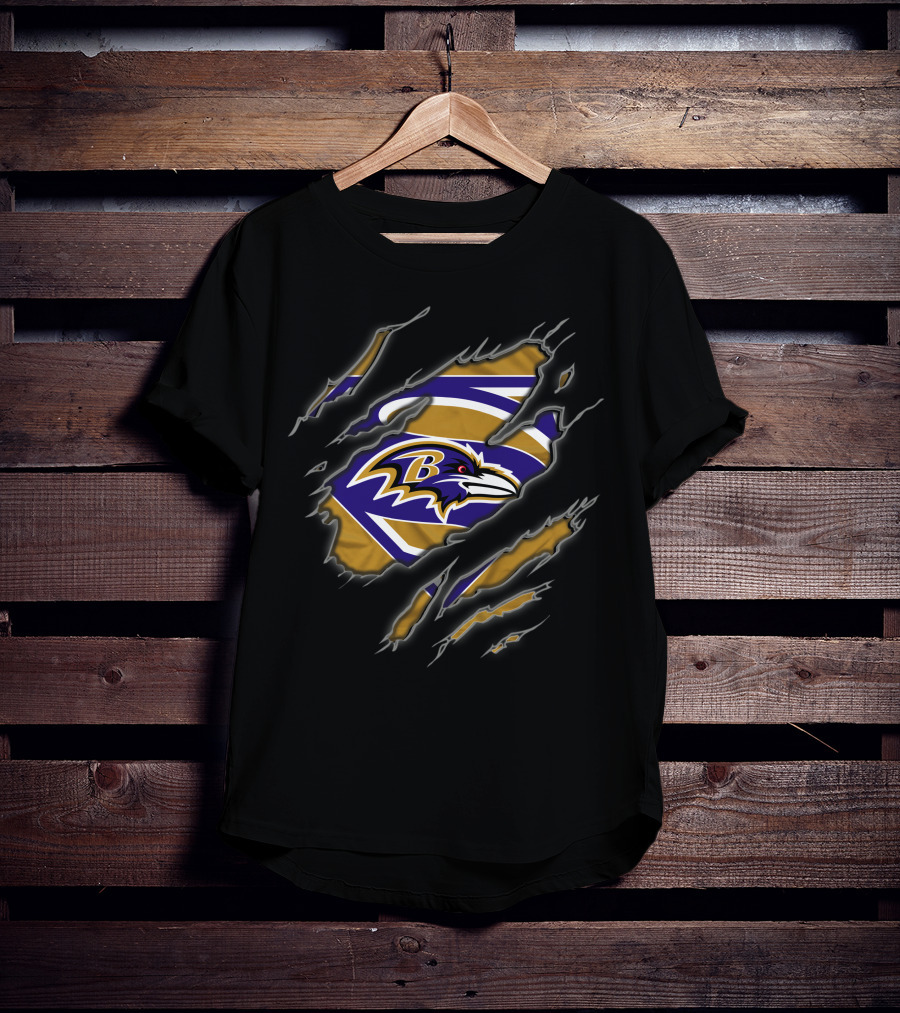 Baltimore Ravens Superman Logo Claw Marks T-Shirt