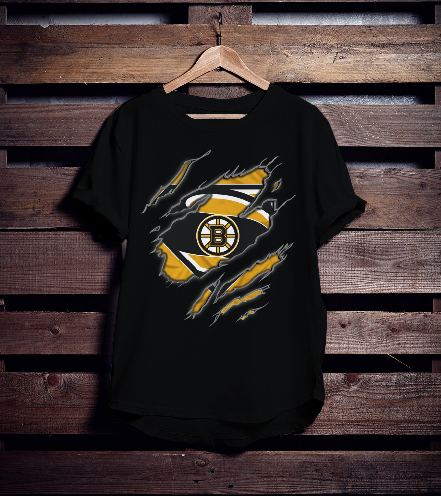 Boston Bruins Logo Torn Superman T-Shirt