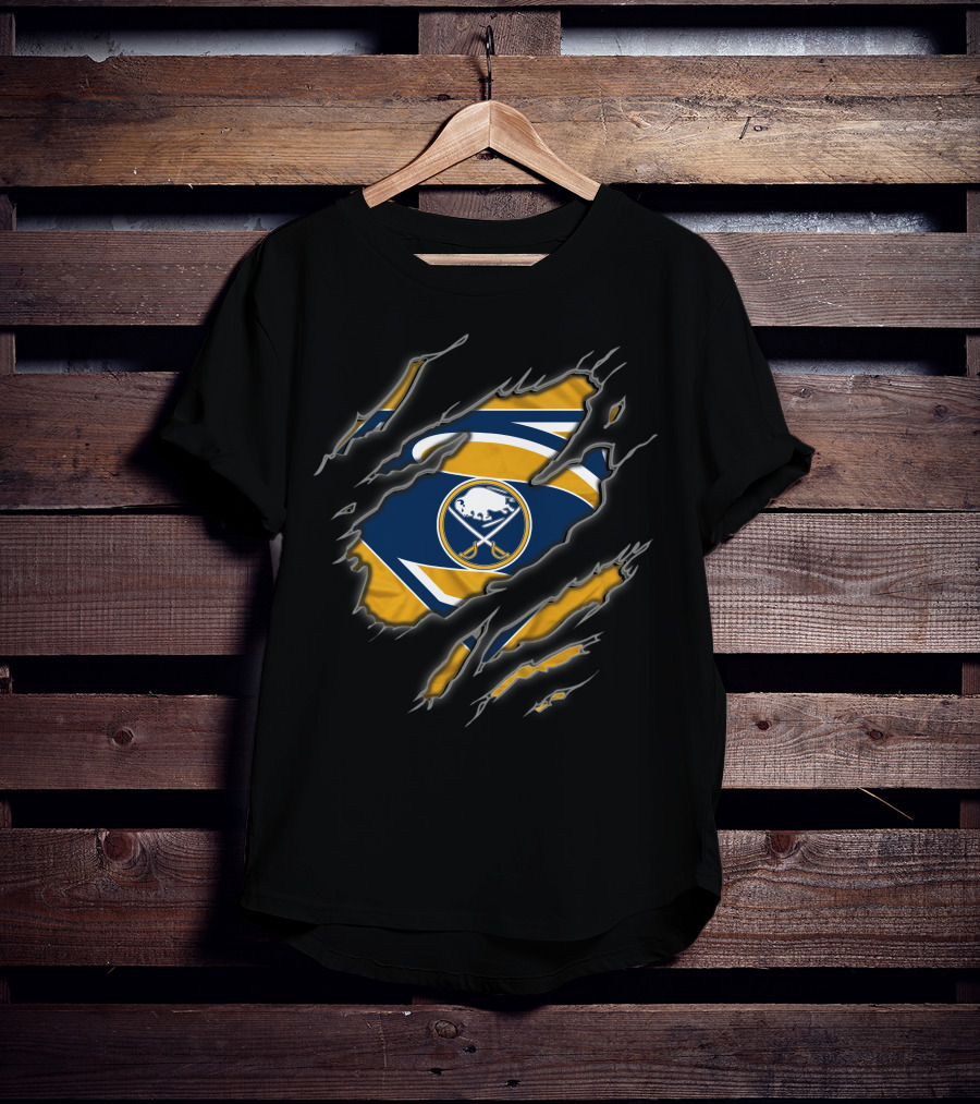 Buffalo Sabres Logo Ripped Design Superman Style T-Shirt