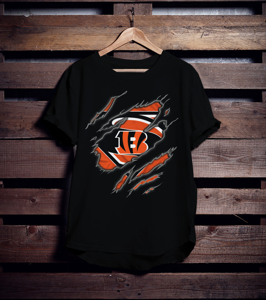 Cincinnati Bengals Logo Torn Reveal T-Shirt