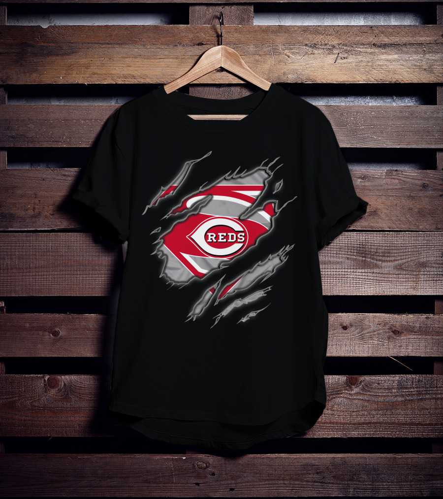 Cincinnati Reds Superman Logo Claw Tear T-Shirt