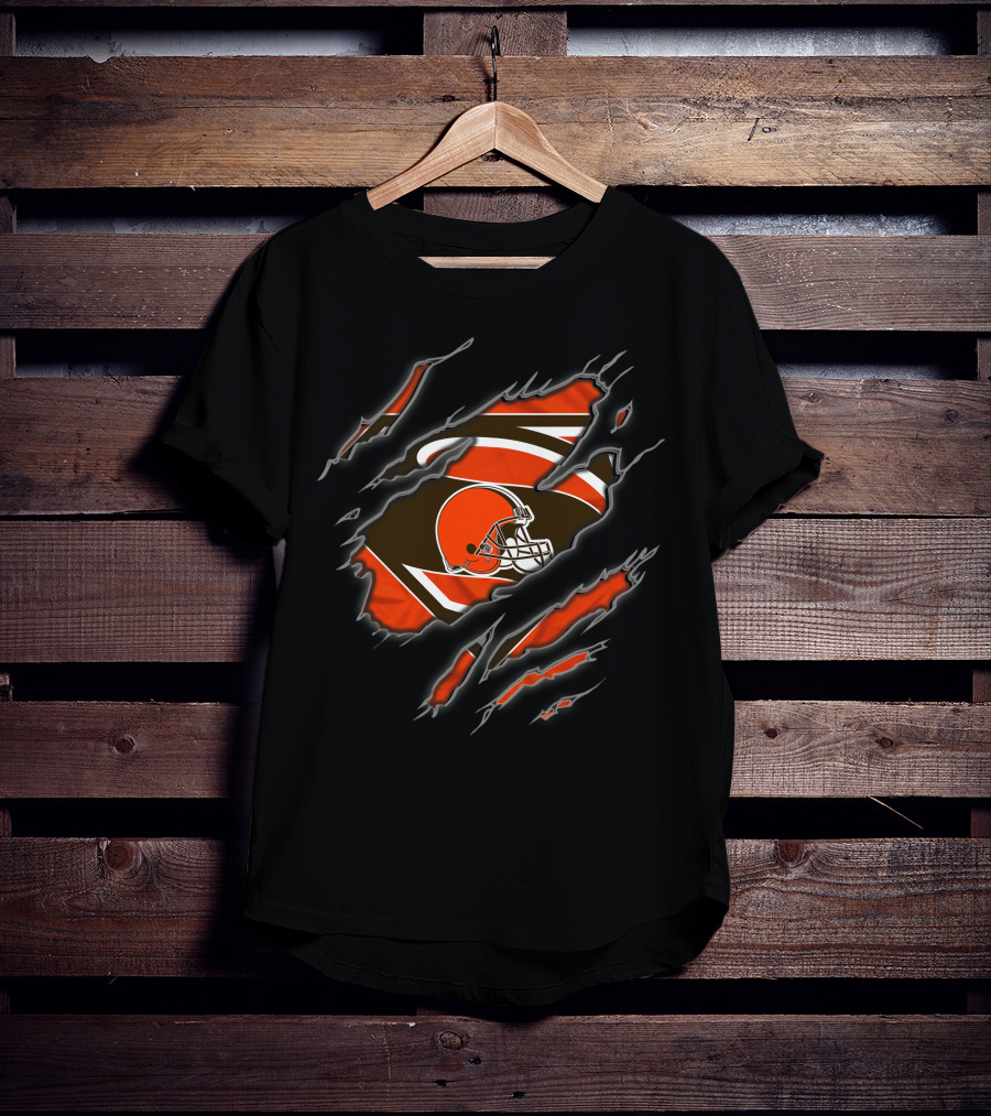 Cleveland Browns Superman Logo Rip With Helmet T-Shirt