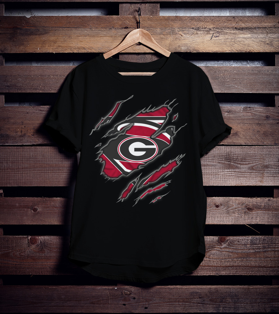 Georgia Bulldogs Superman G Logo Torn Ripped T-Shirt