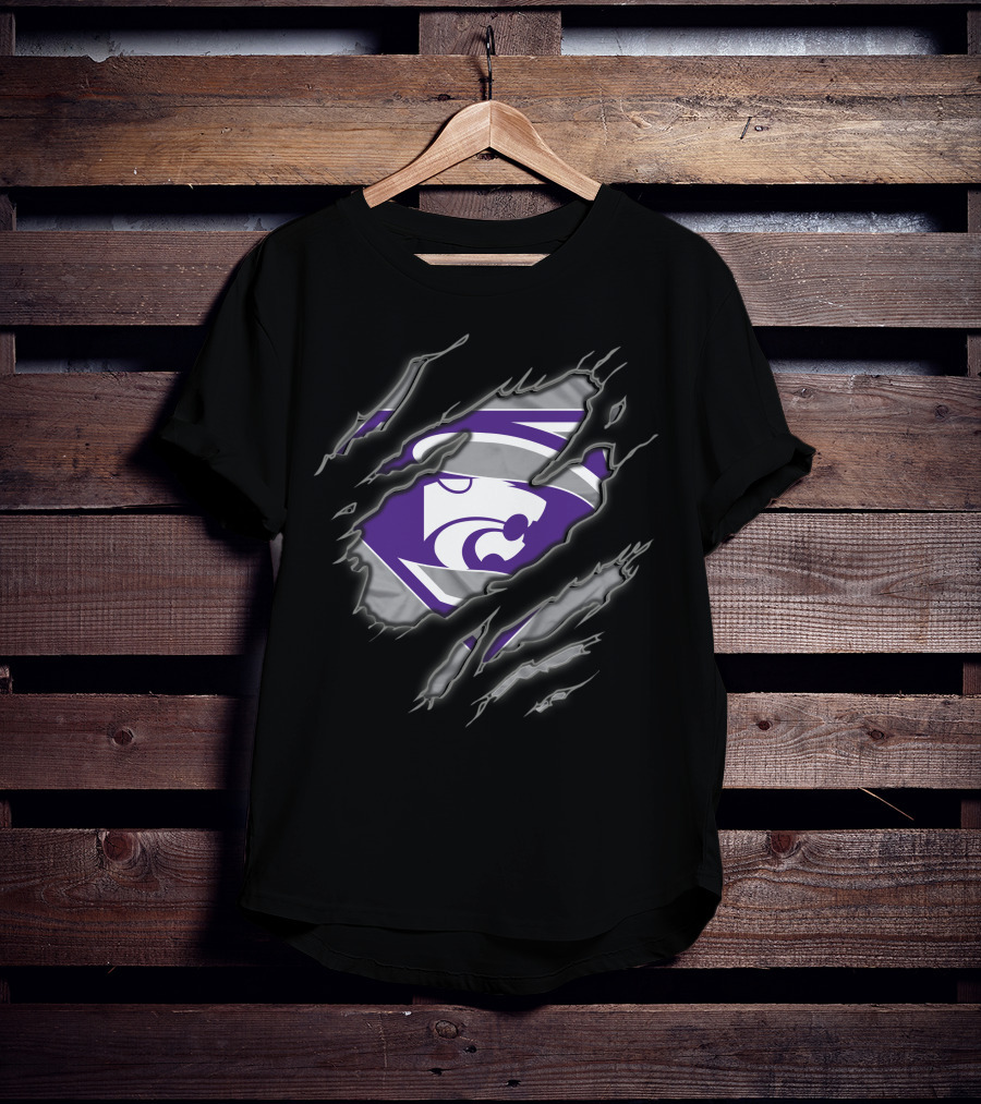 Kansas State Wildcats Superman Logo Claw Marks T-Shirt