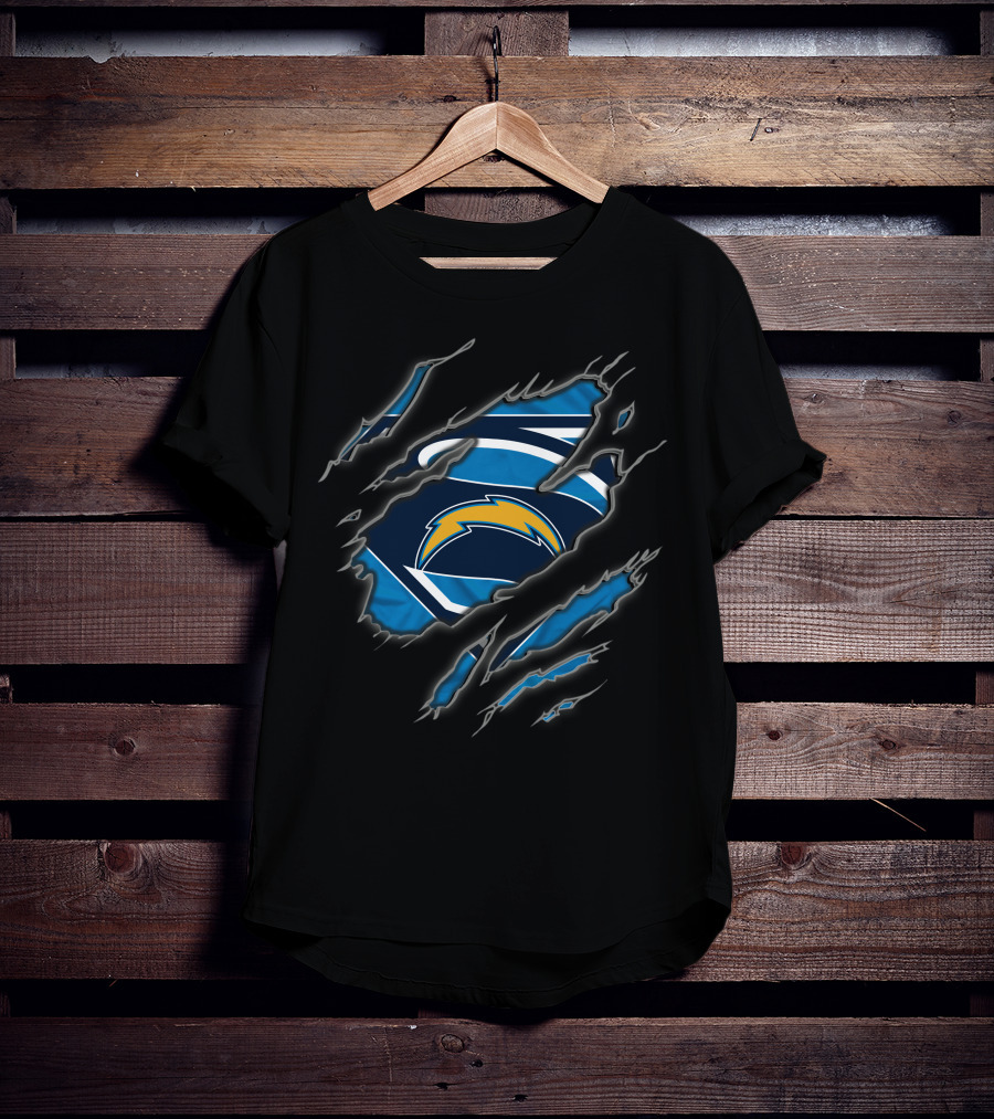 Los Angeles Chargers Superman Logo Lightning Bolt T-Shirt
