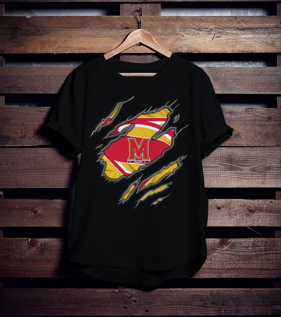 Maryland Terrapins Superman Logo Ripped Reveal T-Shirt