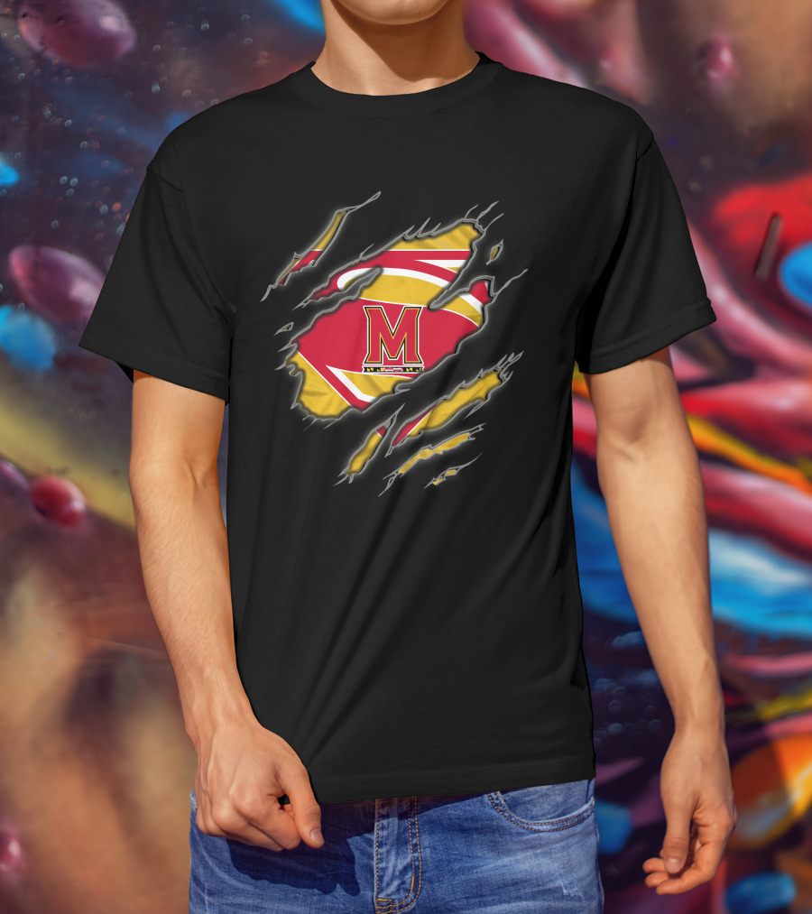 Maryland Terrapins Superman Logo Ripped Reveal T-Shirt