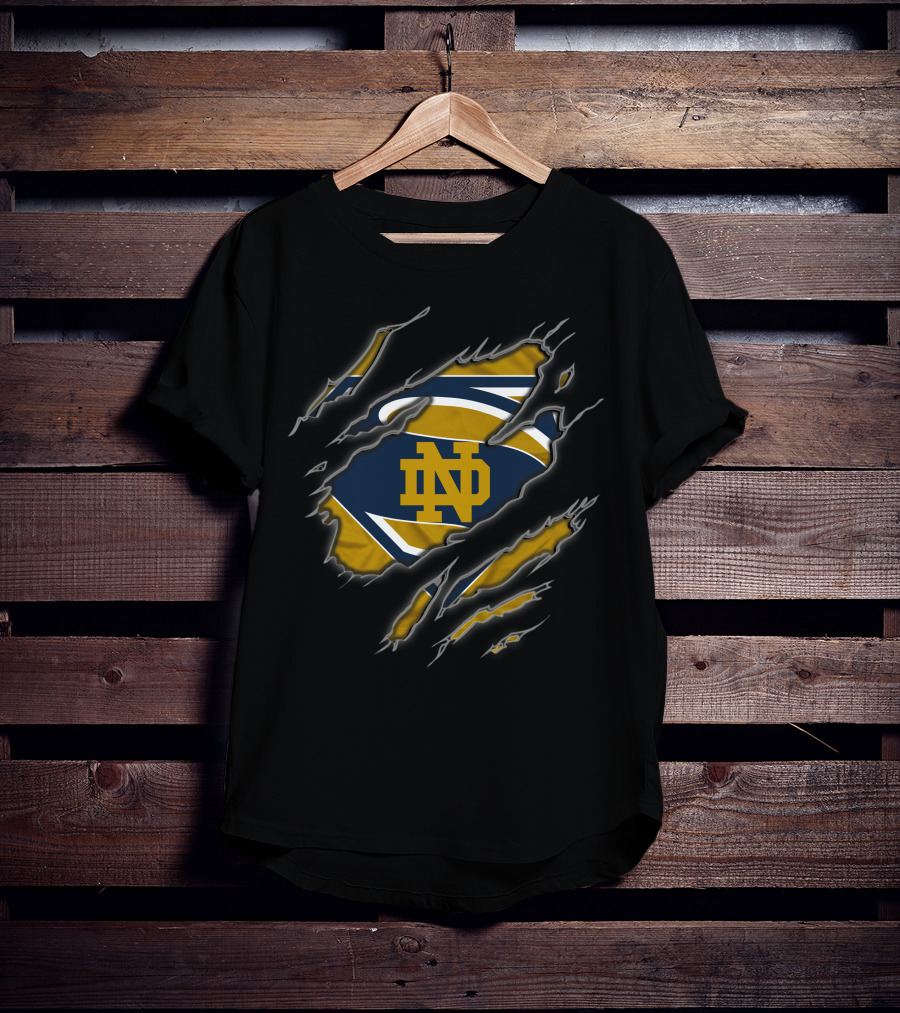 Notre Dame Fighting Irish Superman Logo Rip T-Shirt