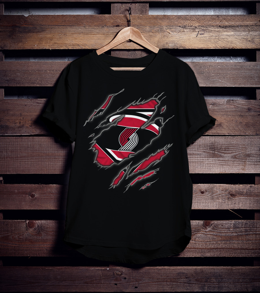 Portland Trail Blazers Logo Superman Ripped Claw T-Shirt