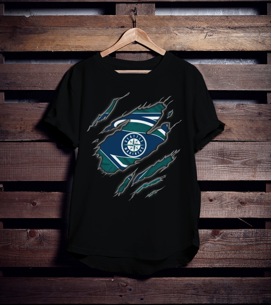 Seattle Mariners Superman Logo Claw Reveal T-Shirt