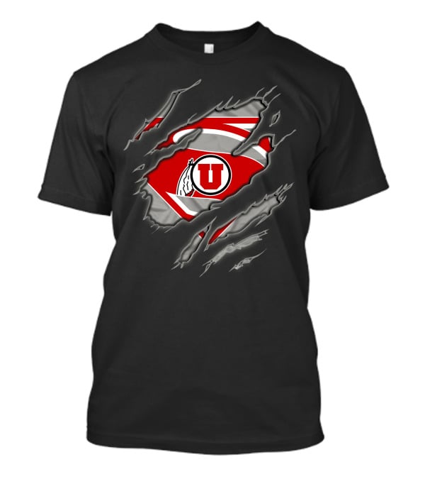 Utah Utes Superman Logo Claw Rip T-Shirt
