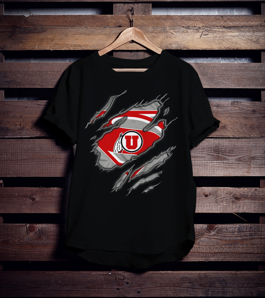 Utah Utes Superman Logo Claw Rip T-Shirt