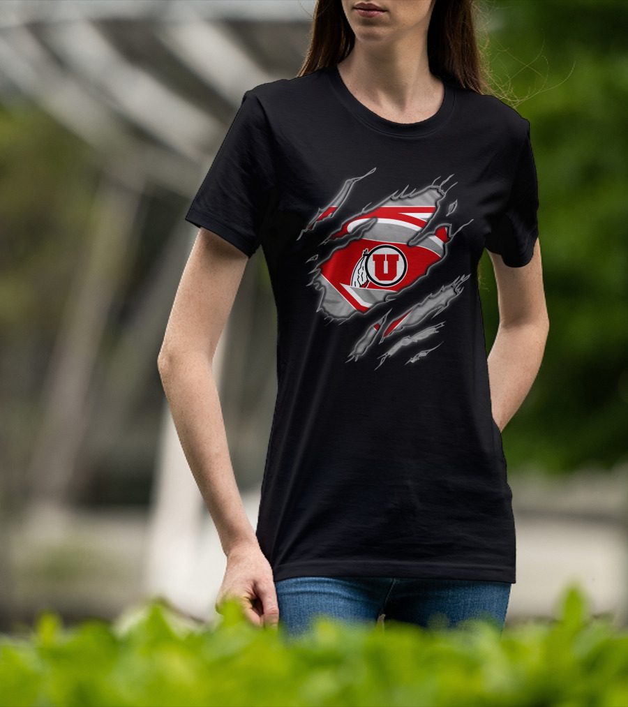 Utah Utes Superman Logo Claw Rip T-Shirt