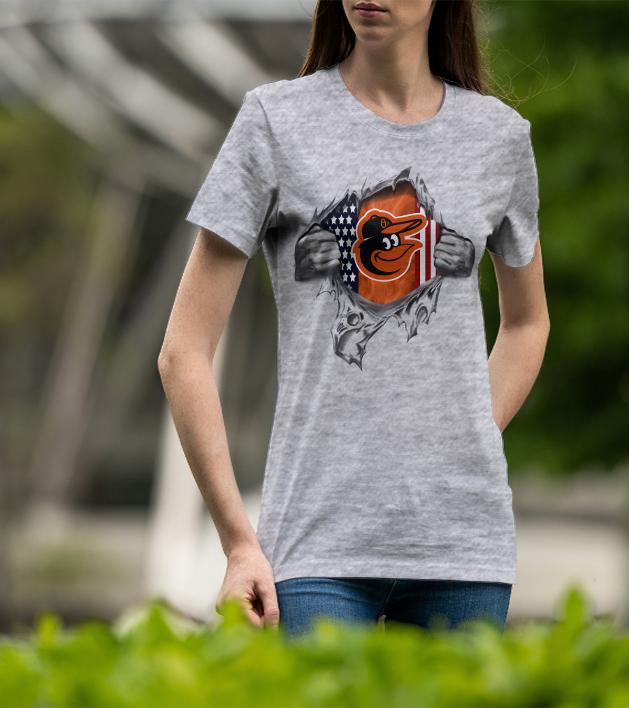 Baltimore Orioles American Flag Burst T-Shirt