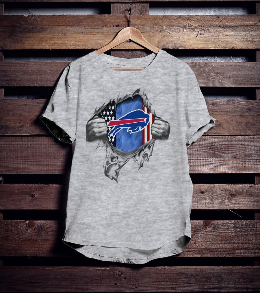 Buffalo Bills American Flag Ripped Metal T-Shirt