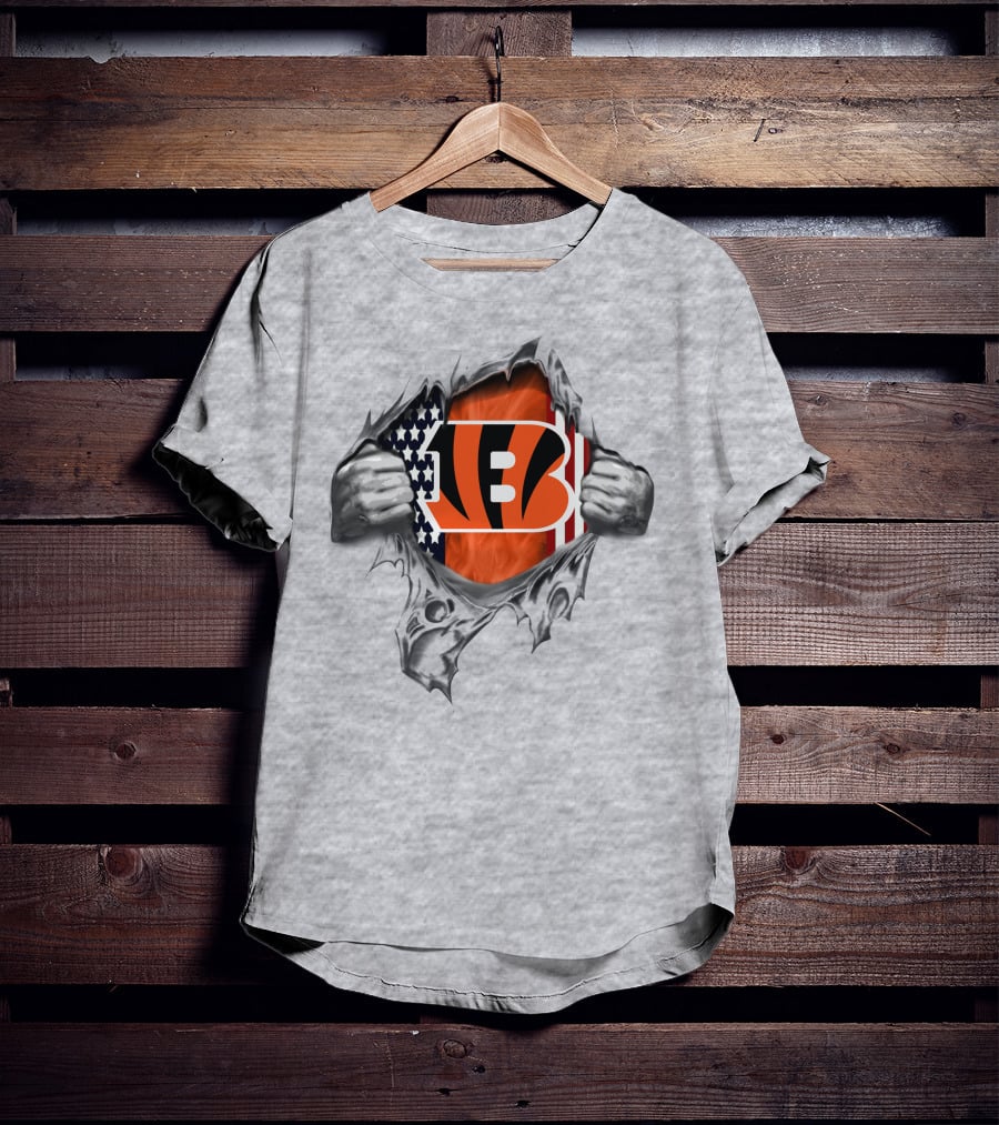 Cincinnati Bengals American Flag Fan Pride Burst T-Shirt