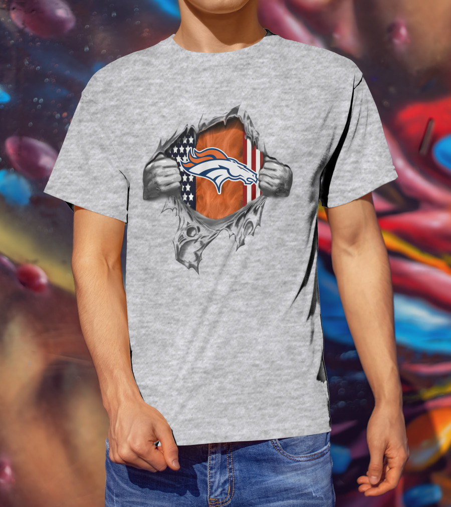 Denver Broncos American Flag Peel T-Shirt
