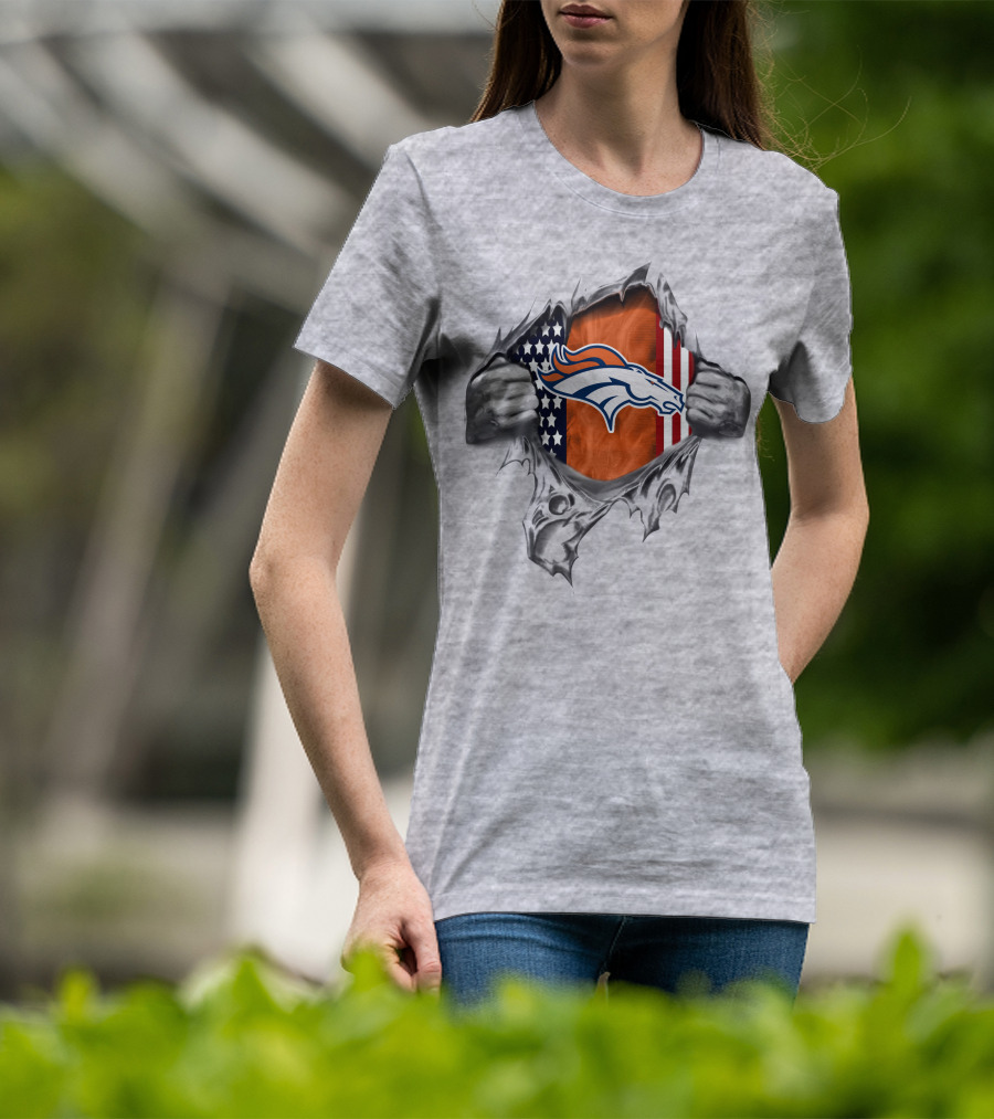 Denver Broncos American Flag Peel T-Shirt