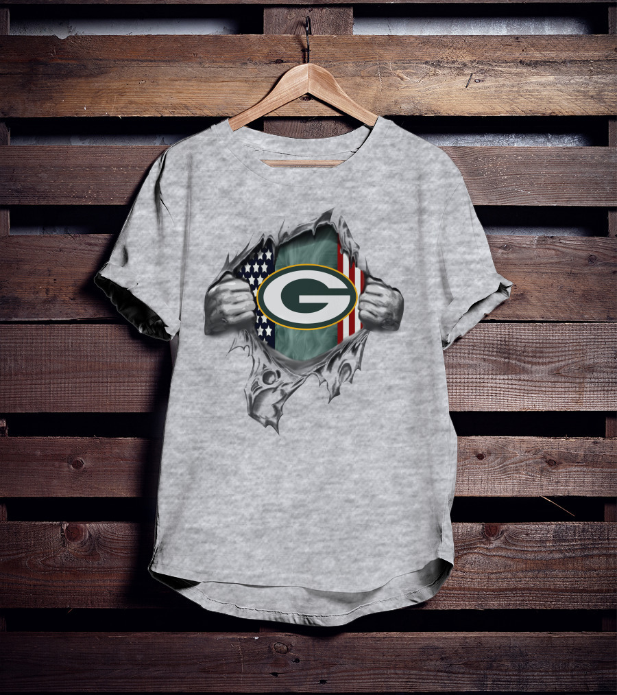 Green Bay Packers American Flag Fan Pride T-Shirt