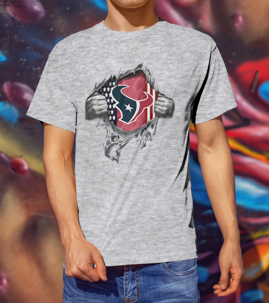 Houston Texans American Flag Ripped T-Shirt
