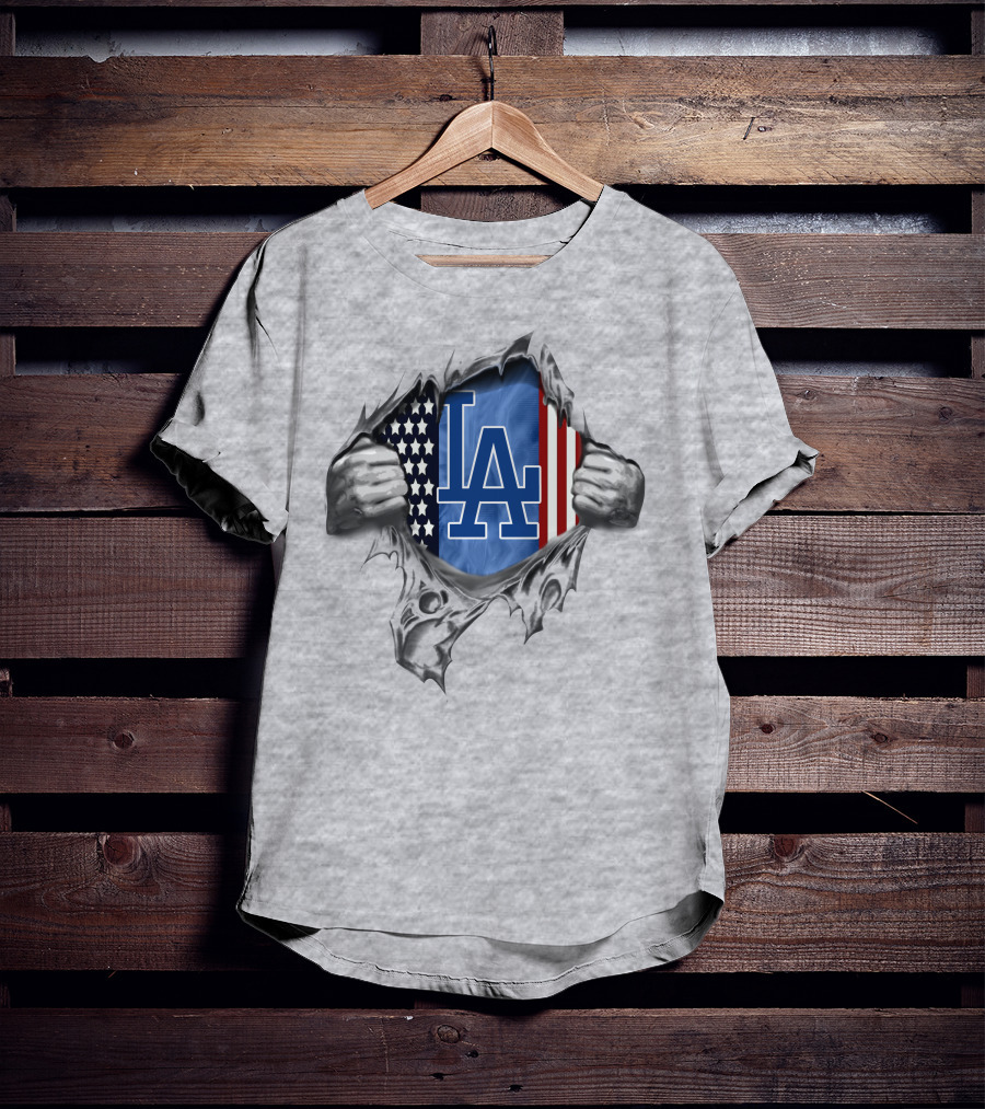 Usa Flag La Dodgers Team Spirit Fusion T-Shirt