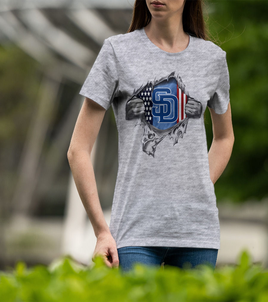 San Diego Padres American Flag Rip T-Shirt