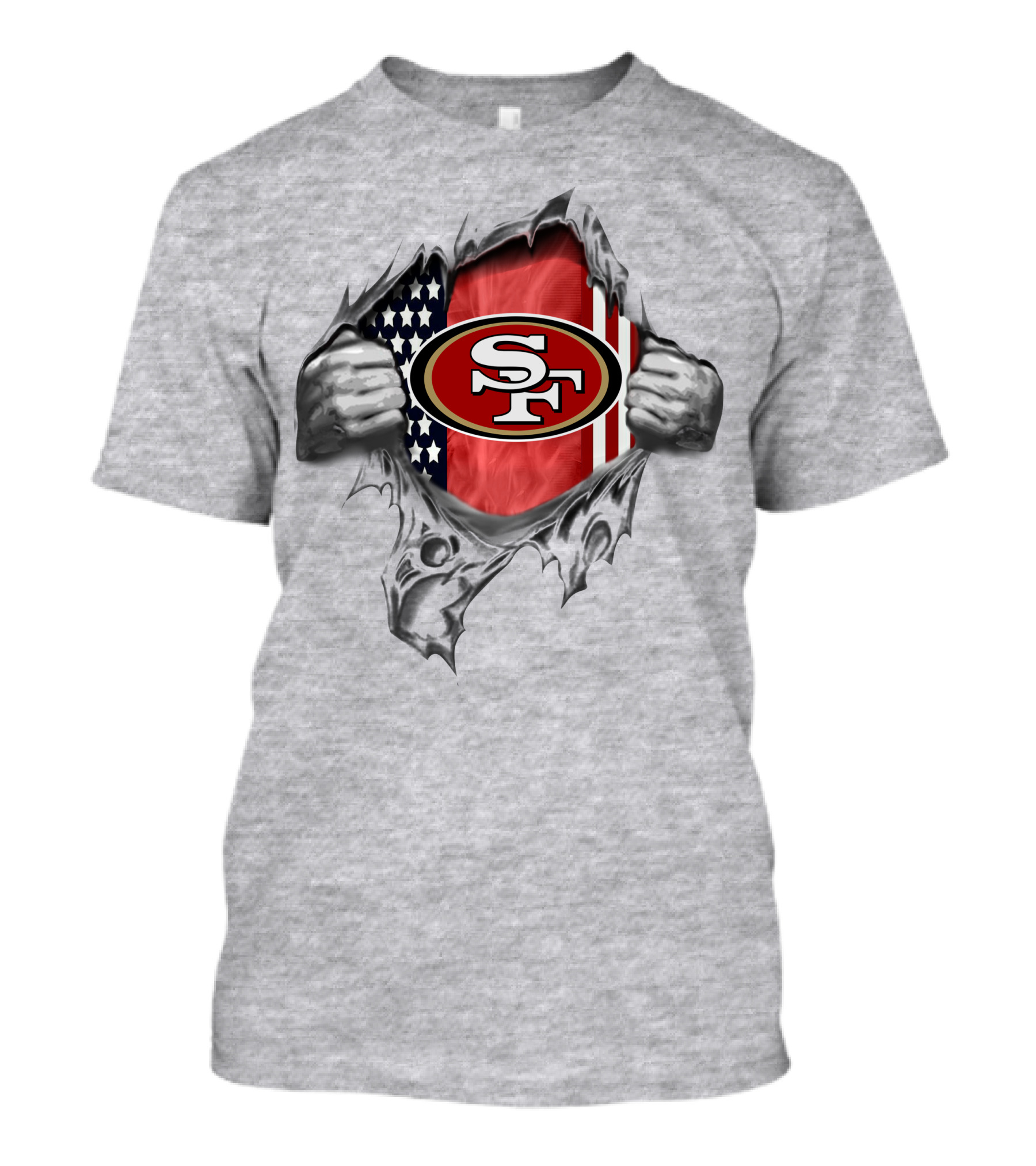 San Francisco 49ers American Flag Ripped Reveal T-Shirt