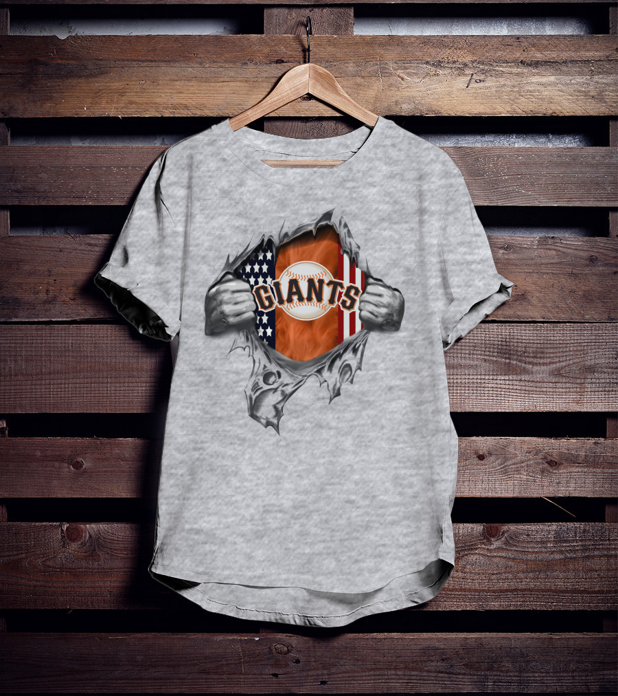 San Francisco Giants American Flag Baseball Burst T-Shirt