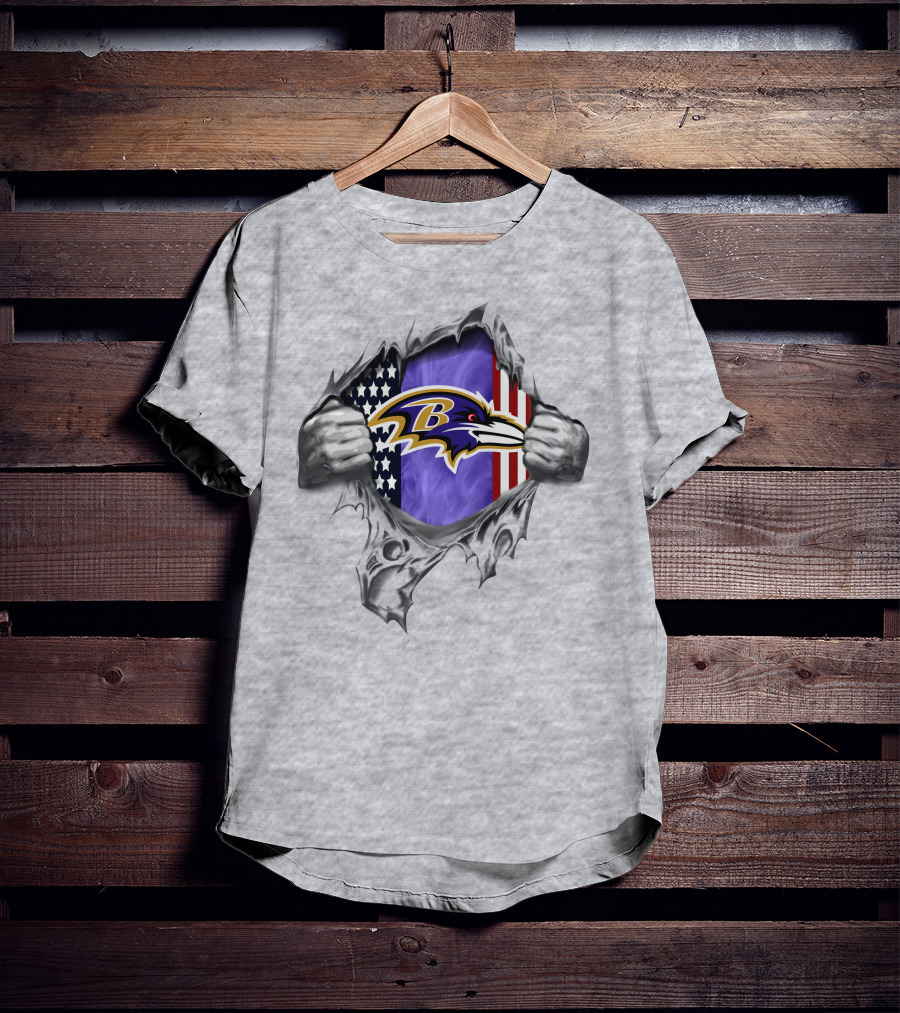 Baltimore Ravens American Flag Rip T-Shirt
