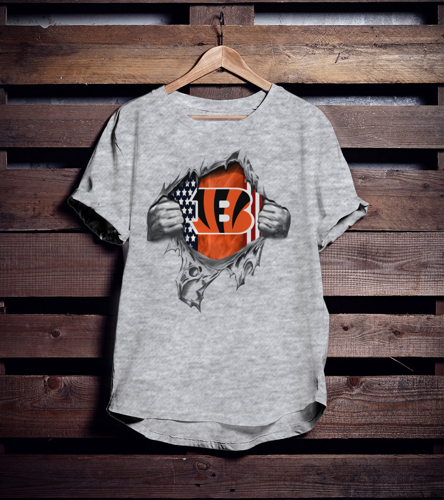 Cincinnati Bengals American Flag Ripped T-Shirt