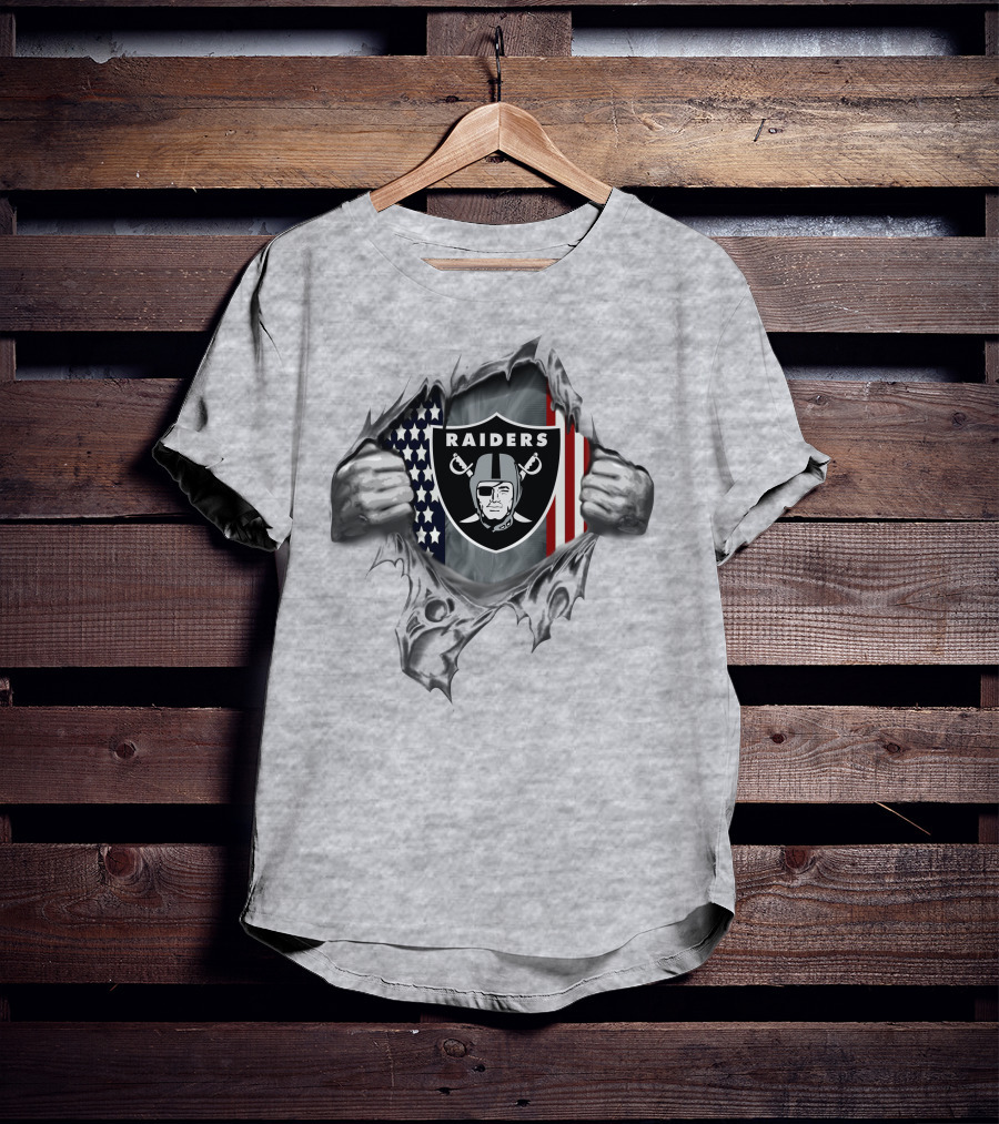 Las Vegas Raiders American Flag Shield T-Shirt