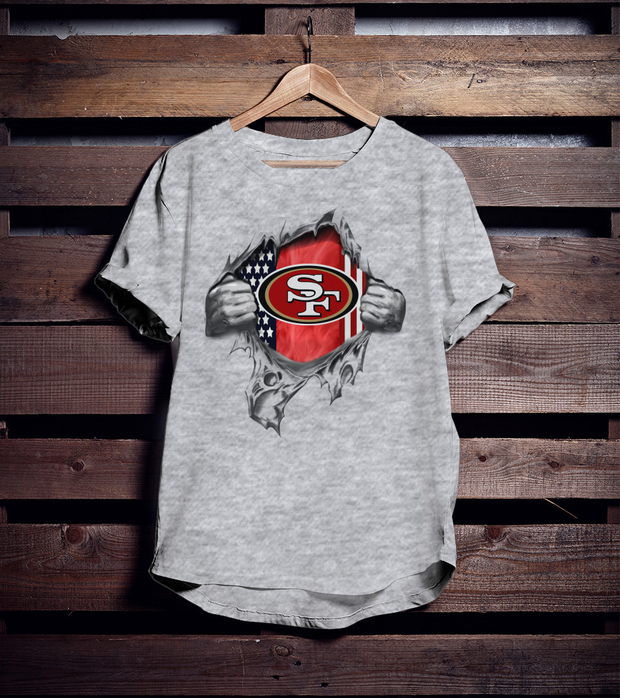 San Francisco 49ers Usa Flag Ripped T-Shirt