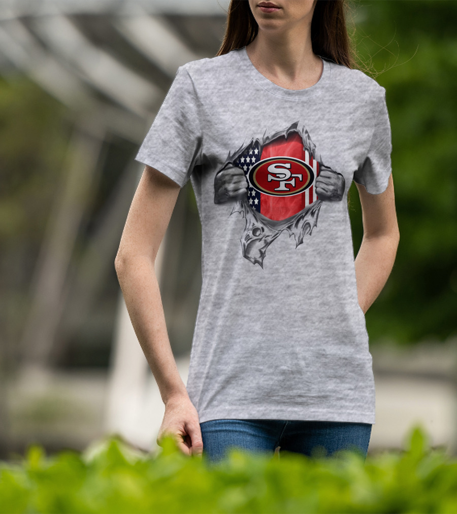 San Francisco 49ers Usa Flag Ripped T-Shirt