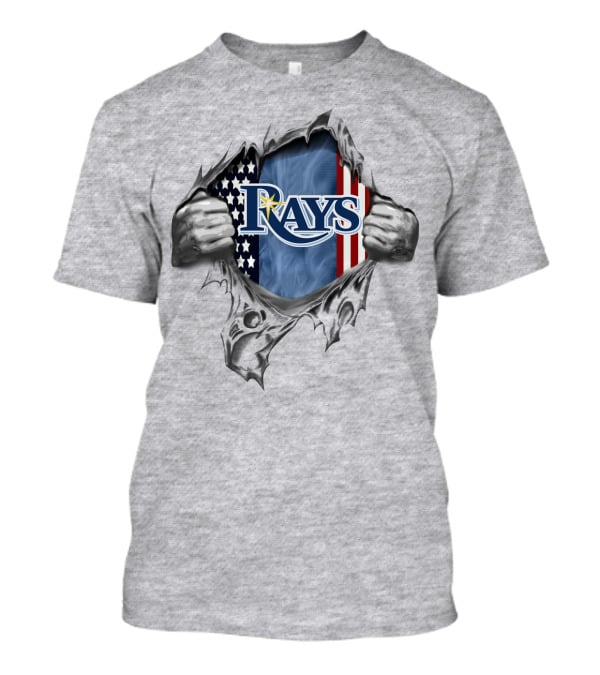 Rays American Flag Rip Background Tampa Bay T-Shirt