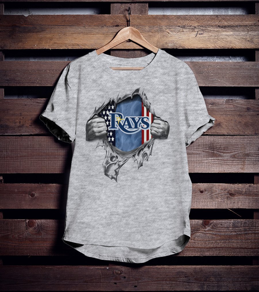 Rays American Flag Rip Background Tampa Bay T-Shirt
