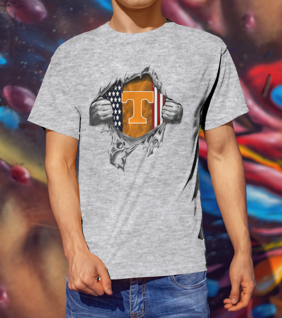 Tennessee Volunteers American Flag Peel T-Shirt