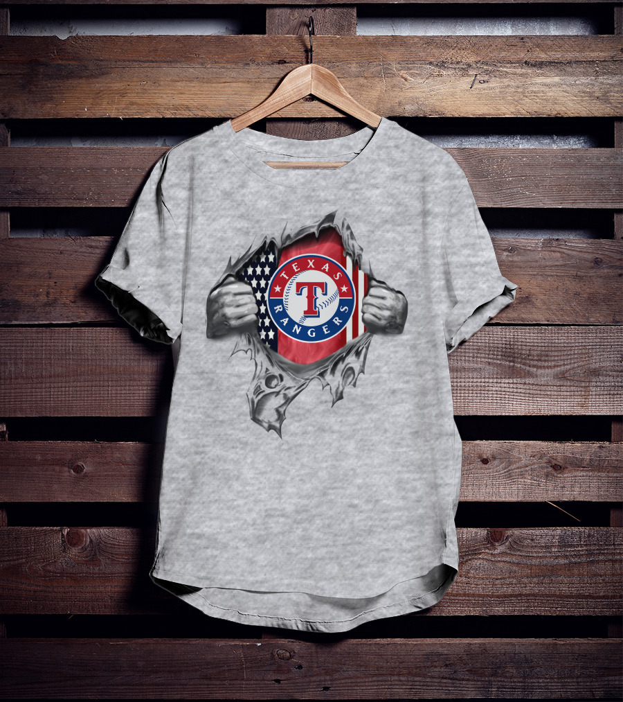 Texas Rangers American Flag Torn Reveal T-Shirt
