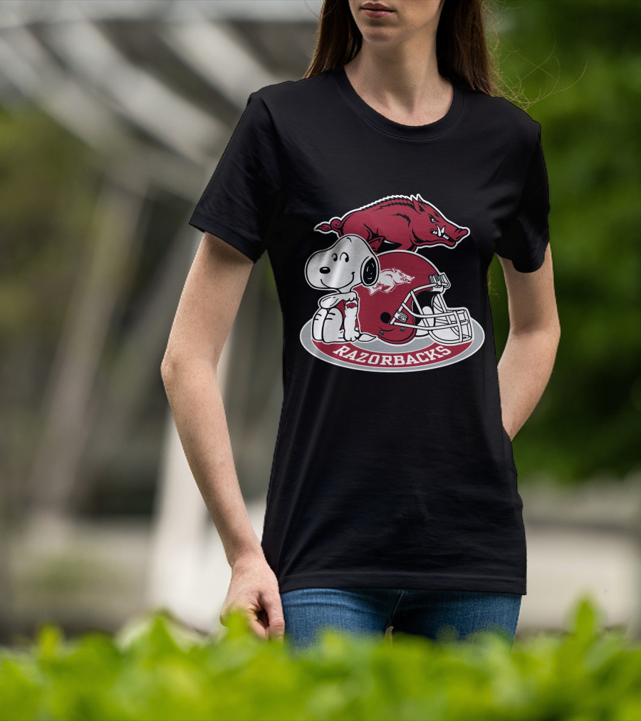 Arkansas Razorbacks Snoopy Football Helmet Razorbacks T-Shirt