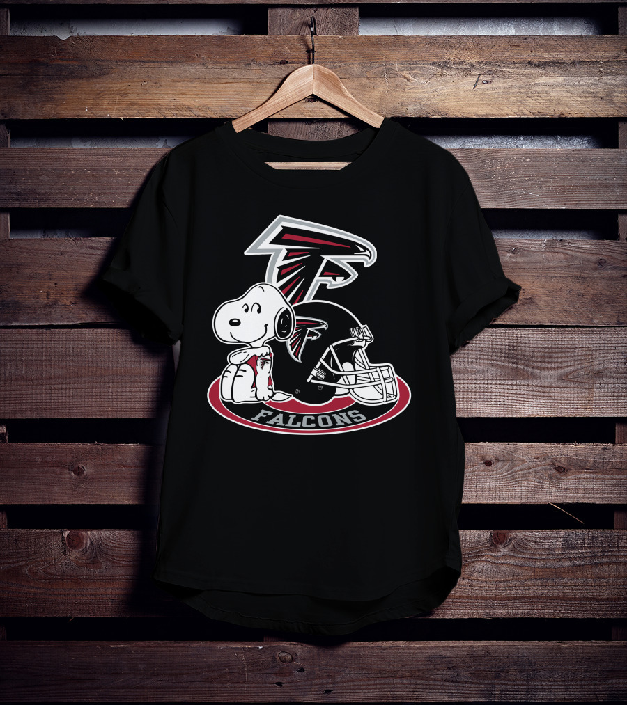 Atlanta Falcons Snoopy With Falcons Logo And Helmet T-Shirt